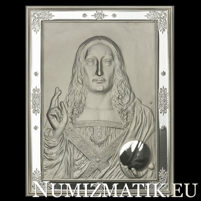 Salvator Mundi, Leonardo Da Vinci - silver plaque - Š. Novotný