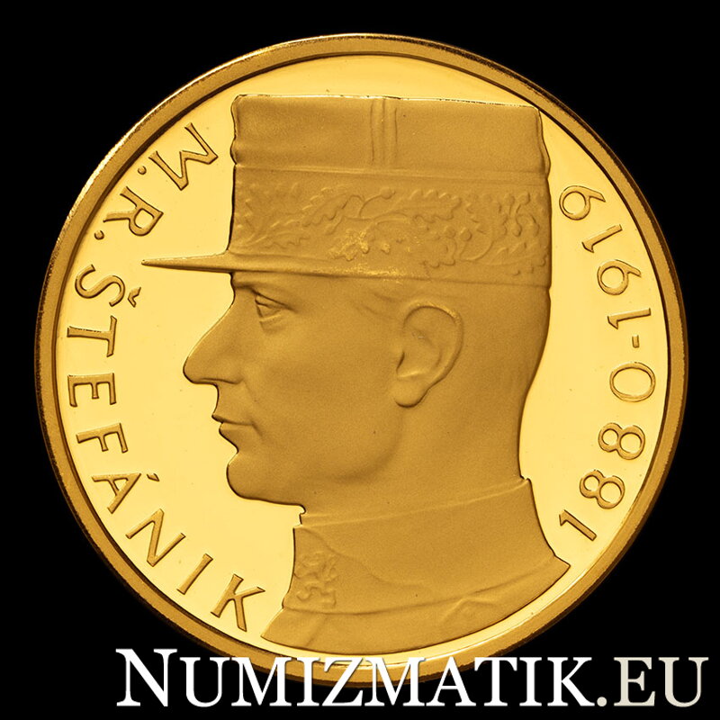 10 Kčs/1991 - M. R. Štefánik - zlatá replika mince - D. Zobek