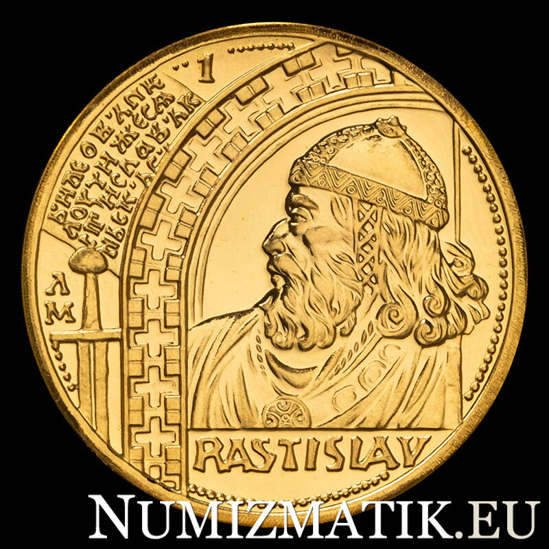 Rastislav, 5. výročie vzniku SR - zlatá dukátová medaila - M. Poldaufová
