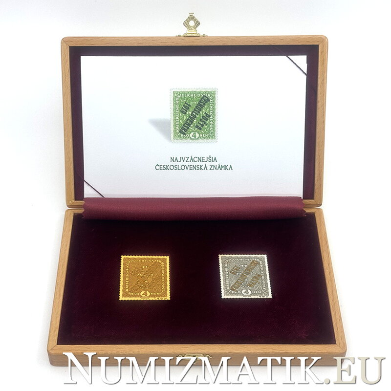 Najvzácnejšia československá známka - zlatá a strieborná známka