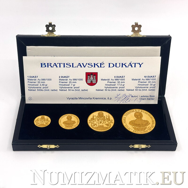 Bratislavské dukáty - sada zlatých dukátov