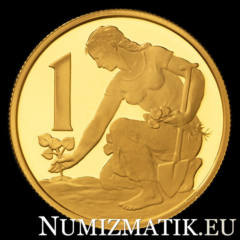 1 Kčs/1957 - zlatá a strieborná replika mince