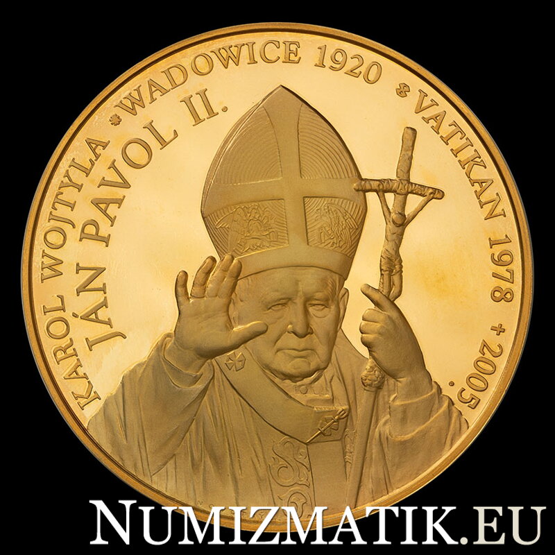 Pápež Ján Pavol II. - 100. výročie narodenia - mosadzná pozlátená medaila - Š. Novotný