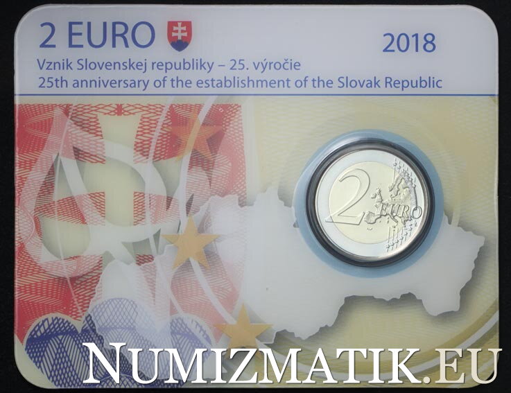2 EURO/2018 - Vznik Slovenskej republiky - 25. výročie - Coin card