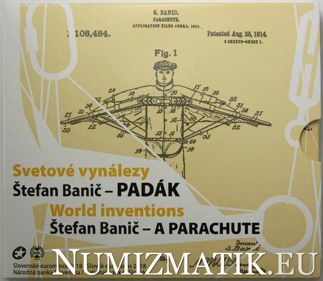 Coin set of the Slovak Republic 2018 - Štefan Banič - A Parachute, world inventions