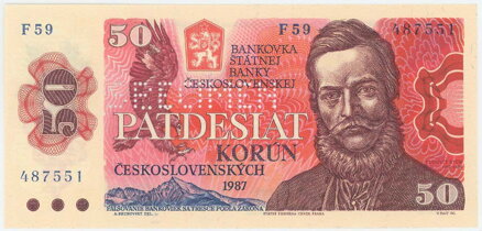 50 Kčs/1987 séria F 59 - SPECIMEN