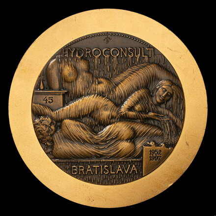 Hydroconsult Bratislava 1952-1997 - Sine Aqua Non Est Vita, 1997 - AE pozlátená medaila - M. Polonský