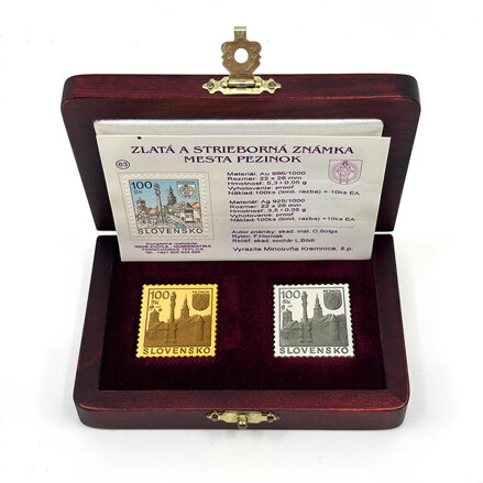 Pezinok - zlatá a strieborná známka