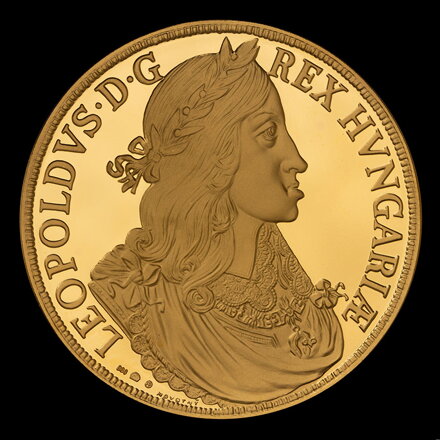 Leopold I. - 350. výročie korunovácie v Bratislave 1655, zlatá medaila - Š. Novotný