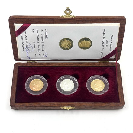 M. R. Štefánik - zlatá, strieborná a medená medaila v etui - M. Ronai