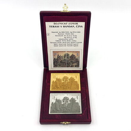 Bojnický zámok - Terasy v Handan, Čína - zlatá a strieborná známka