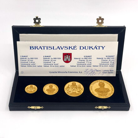 Bratislavské dukáty - sada zlatých dukátov