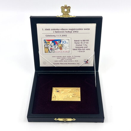 1. zlatá známka víťazov MS v ľadovom hokeji Göteborg 2002