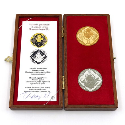 10. výročie vzniku Slovenskej republiky - zlatá a strieborná medaila - M. Ronai
