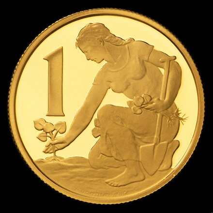 1 Kčs/1957 - zlatá a strieborná replika mince