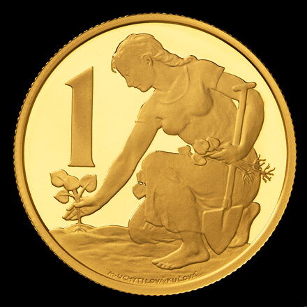 1 Kčs/1961 - zlatá a strieborná replika mince