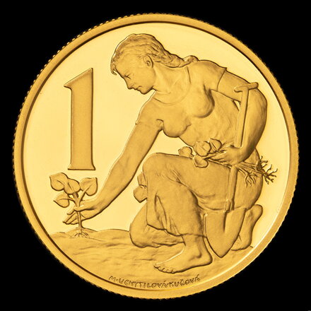 1 Kčs/1991 - zlatá a strieborná replika mince