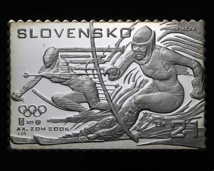 ZOH Turín 2006 - strieborná plaketa v tvare známky