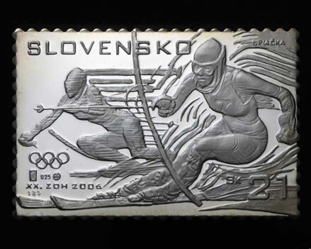 ZOH Turín 2006 - strieborná plaketa v tvare známky