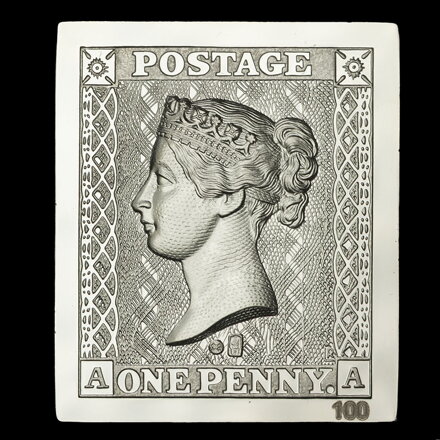 Black Penny - Prvá známka sveta, strieborná plaketa, číslo 100