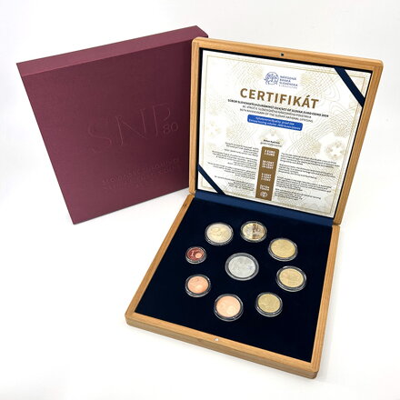 Sada mincí Slovenskej republiky 2024 - Slovenské národné povstanie - 80. výročie vypuknutia - Proof v drevenej etui