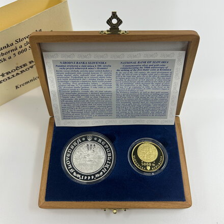 5000 Sk/1999 + 500 Sk/1999 - Zahájenie razby toliarových mincí v Kremnici - 500. výročie - dvojička v etui