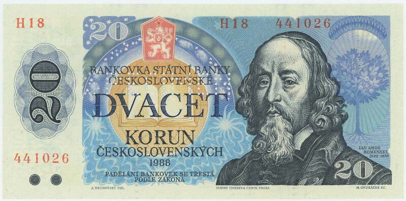 20 Kčs/1988 séria H 18 - SPECIMEN