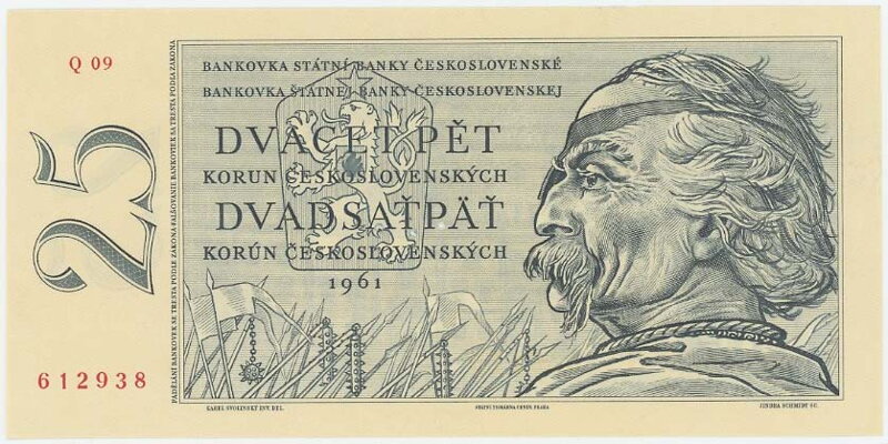 25 Kčs/1961 séria Q, perforovaná