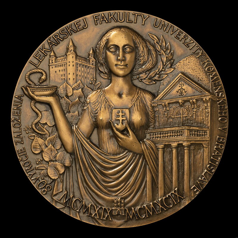 80. výročie založenia Lekárskej fakulty Univerzity Komenského v Bratislave, 1999, - AE medaila - M. Polonský