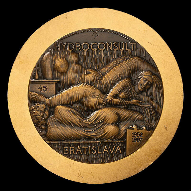 Hydroconsult Bratislava 1952-1997 - Sine Aqua Non Est Vita, 1997 - AE pozlátená medaila - M. Polonský