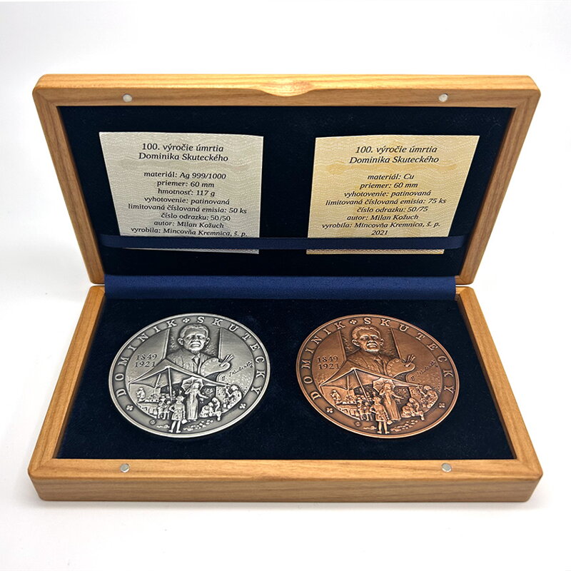 Dominik Skutecký - 100. výročie úmrtia - Ag, Cu medaila v etui - M. Kožuch