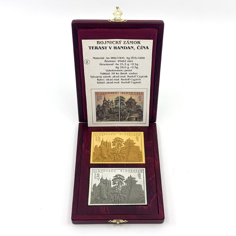 Bojnický zámok - Terasy v Handan, Čína - zlatá a strieborná známka