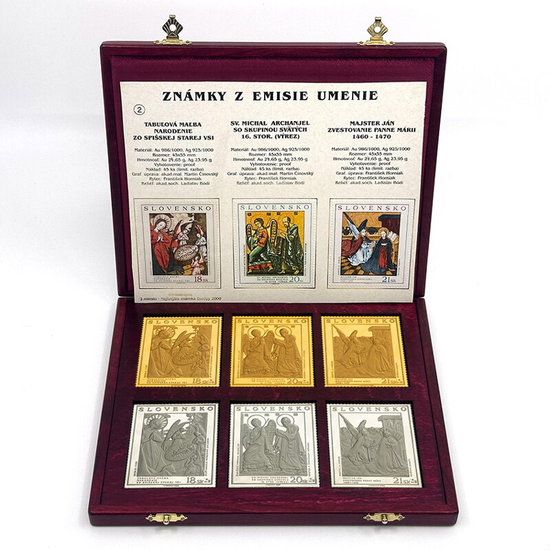 Známky z emisie umenie - zlaté a strieborné známky