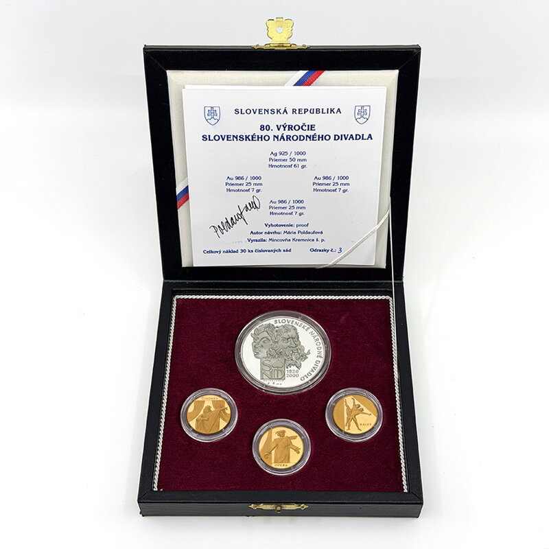 80. výročie Slovenského národného divadla 1920 - 2000 - sada medailí v etui - M. Poldaufová