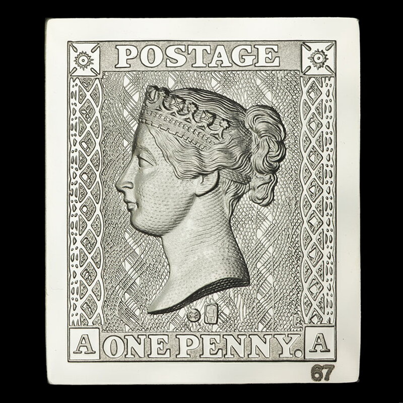 Black Penny - The world's first stamp, a silver plaque, number 67