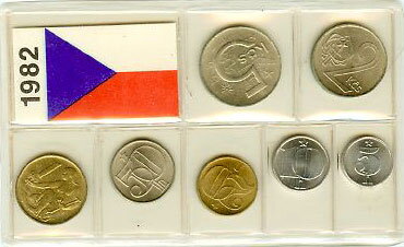 Sada obehových mincí ČSSR 1982