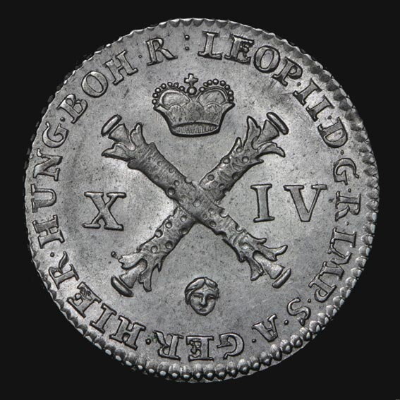 Leopold II. - XIV. Liards 1791 hlavička