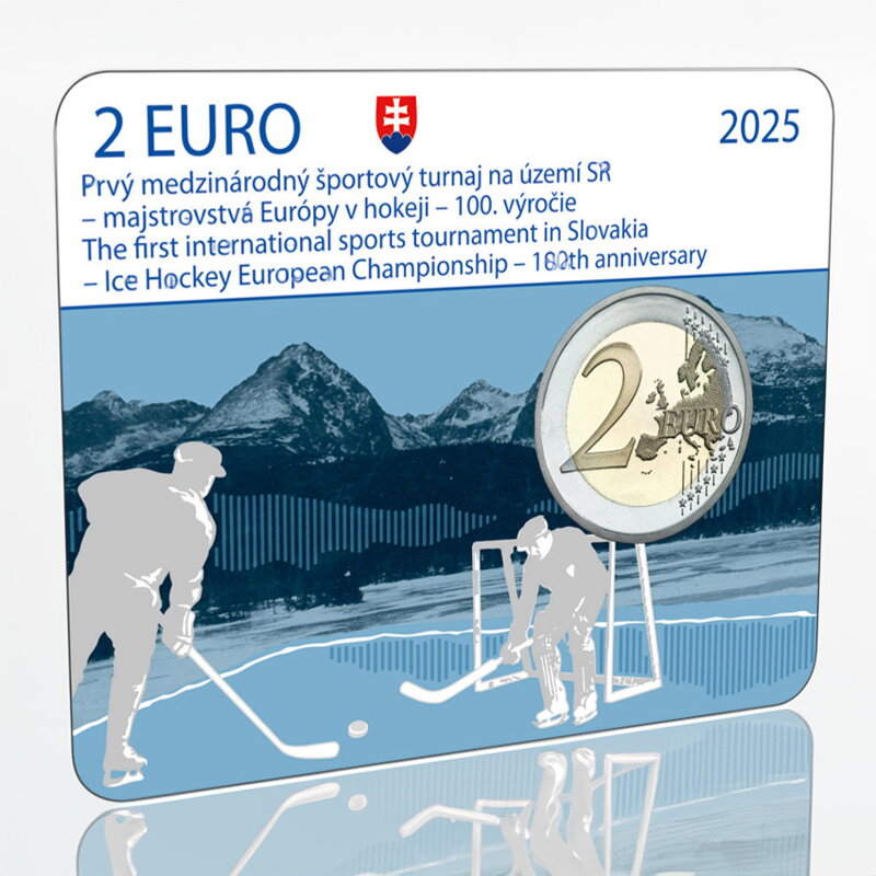 2 EURO/2025 - The Ice Hockey European Championship - 100th anniversary of the first international sports tournament in the territory of the Slovak Republic - coincard
