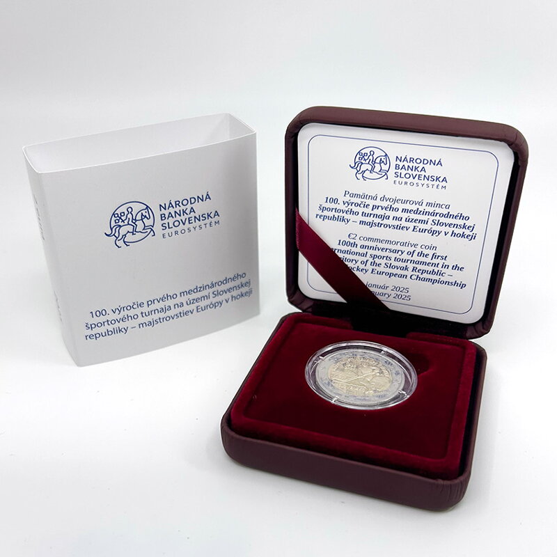 2 EURO/2025 - The Ice Hockey European Championship - 100th anniversary of the first international sports tournament in the territory of the Slovak Republic - proof like