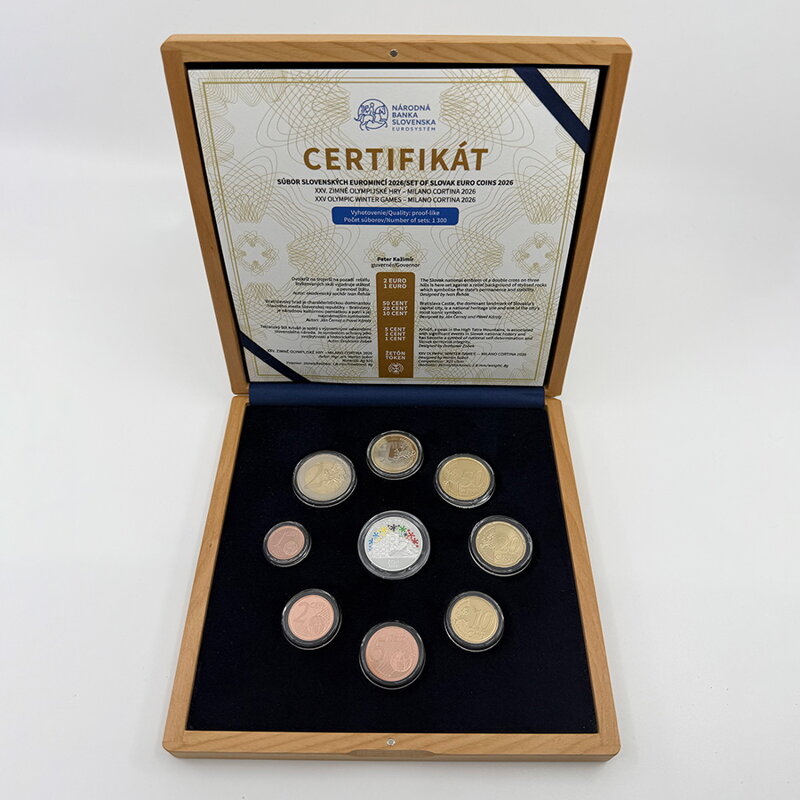 Sada mincí SR 2026 - XXV. Zimné olympijské hry Milano Cortina proof-like v drevenej etui