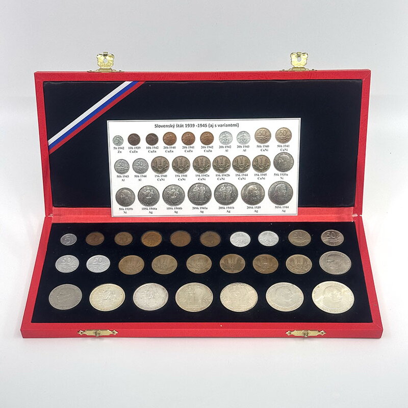 Kompletná sada mincí SR 1939-1945 aj s variantmi v etui