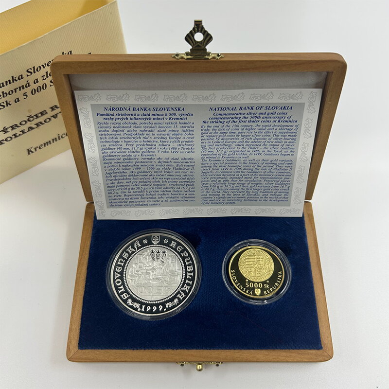 5000 Sk/1999 + 500 Sk/1999 - Zahájenie razby toliarových mincí v Kremnici - 500. výročie - dvojička v etui