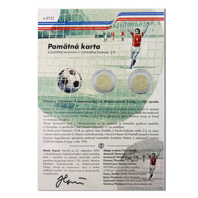 Pamätná karta 2 EURO/2026 - Víťazstvo futbalistov Československa na Majstrovstvách Európy - 50. výročie