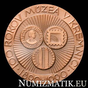 100 rokov kremnického múzea - tombaková medaila -  T. Antonov