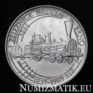 50 Kčs/1989 - Railway Břeclav - Brno - 150th anniversary of the opening of the railway. transport