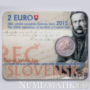 2 EURO/2015 -The 200th anniversary. of the birth of Ľudovít Štúr - Coin Card