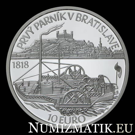 10 EURO/2018 - Plavba prvého parníka na Dunaji v Bratislave - 200. výročie